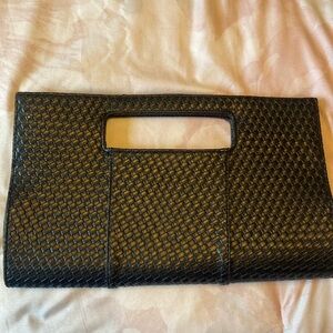 2000s black pleather clutch